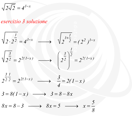 svolgimento di una equazione esponenziale