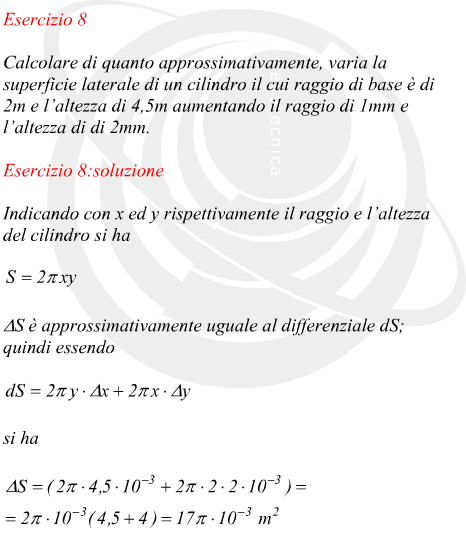 differenziale totale della superficie laterale di un cilindro