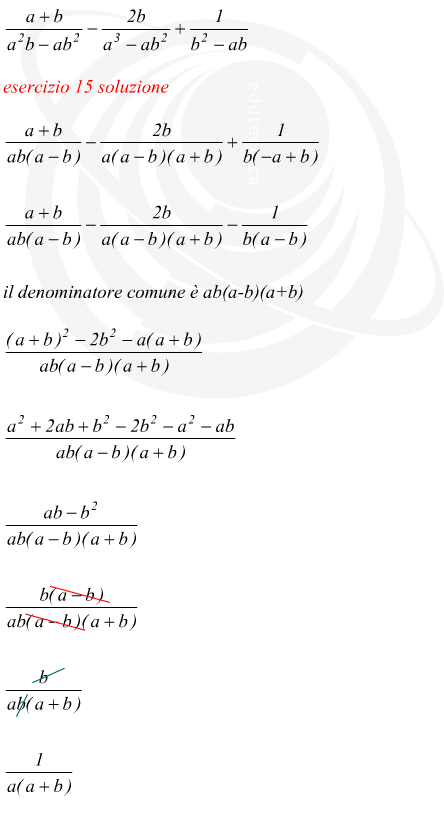 esercizi sulla somma di frazioni algebriche