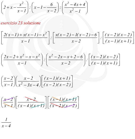 divisione di tre frazioni algebriche