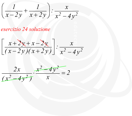 somma e rapporto di frazioni algebriche