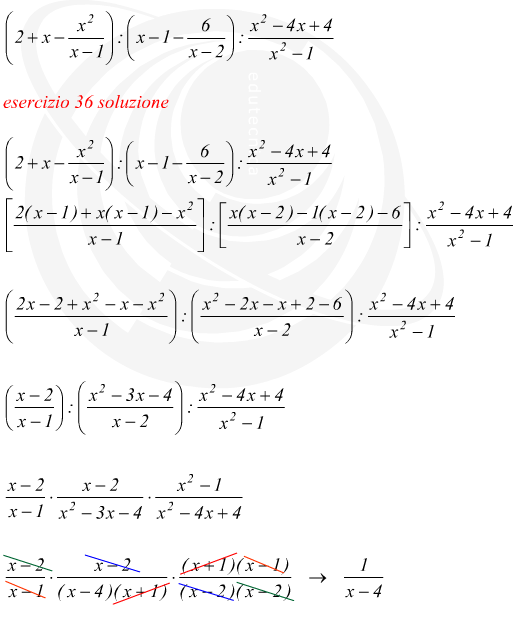 semplificazione e divisione di frazioni algebriche