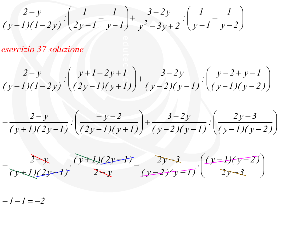 somma e divisione di frazioni algebriche