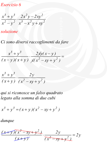 moltiplicazione di frazioni algebriche