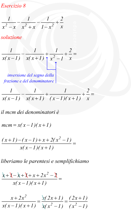 esercizi sulle semplificazione di frazioni algebriche