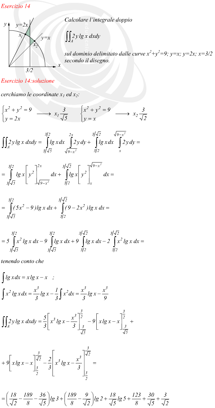 integrale doppio con campo di integrazione intersezione tra rette e cerchio