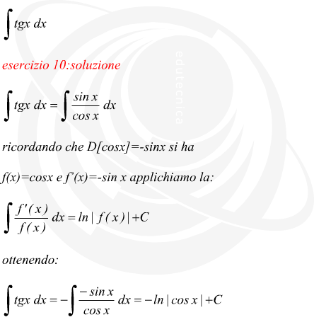 integrale della tangente di x