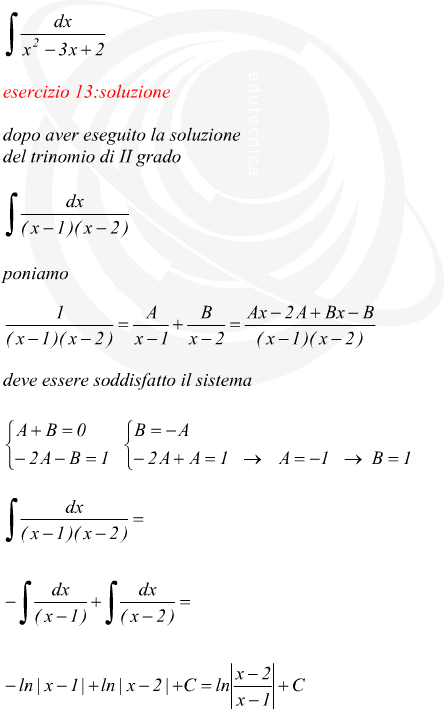 metodo di integrazione di funzione fratta