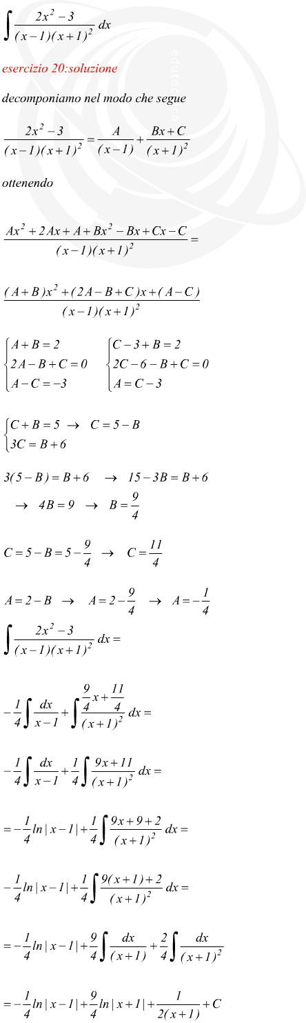 Esempio integrale funzione razionale fratta