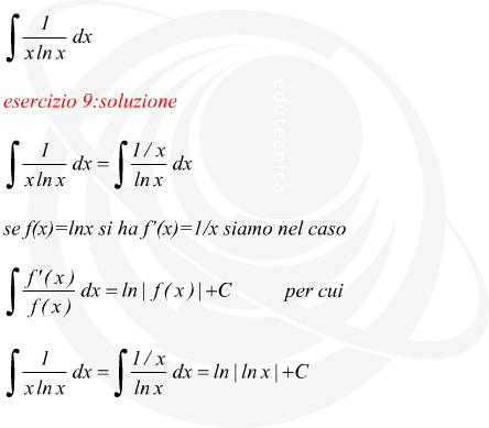 integrazione di una funzione fratta logaritmica