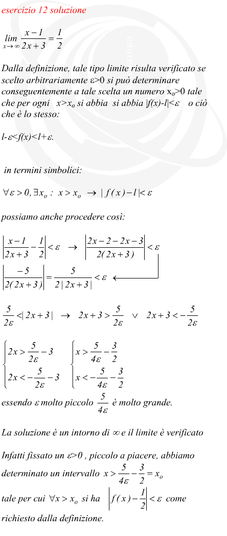 verifica di un limite finito per x che tende ad infinito di una funzione razionale fratta
