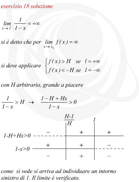 verifica di un limite infinito per x che tende ad un valore finito sinistro di una funzione razionale fratta