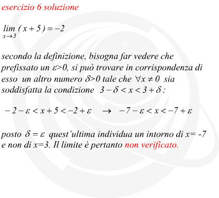 limite matematico di una funzione lineare non verificato