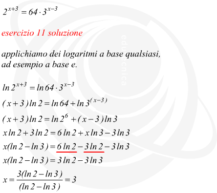 equazione esponenziale risolta coi logaritmi