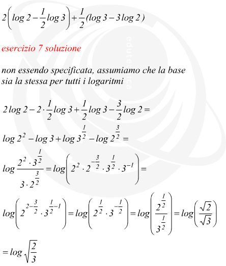 risolvere espressione logaritmica