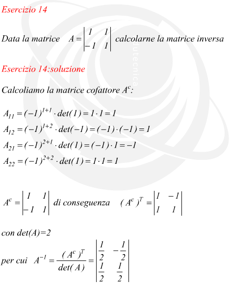 matrice inversa di una matrice 2x2