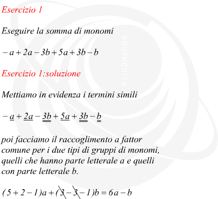Somma di monomi
