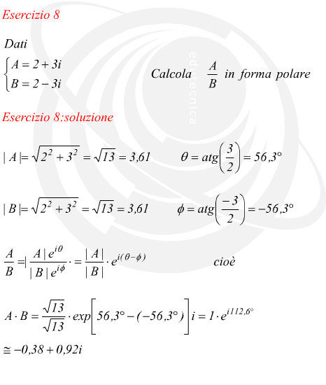 rapporto in forma polare tra due numeri complessi