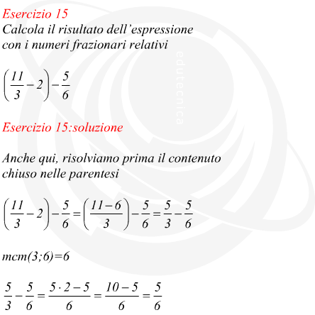 Calcolare il risultato di un'espressione con i numeri frazionari relativi