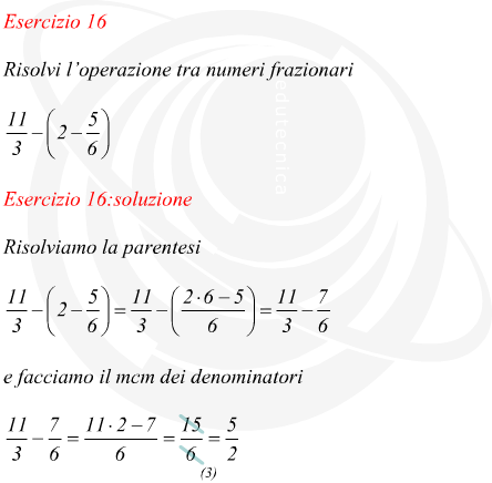 Risolvere operazioni tra numeri frazionari