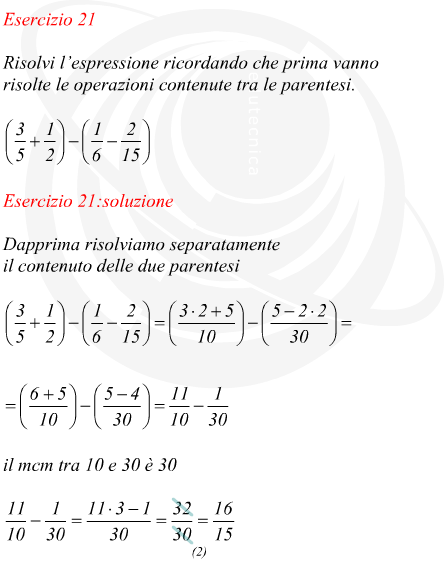 Risolvere espressione matematica con frazioni