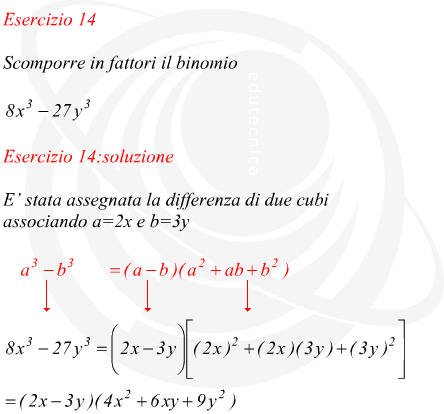 Scomporre in fattori il binomio