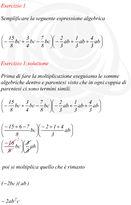 somma e prodotto di monomi