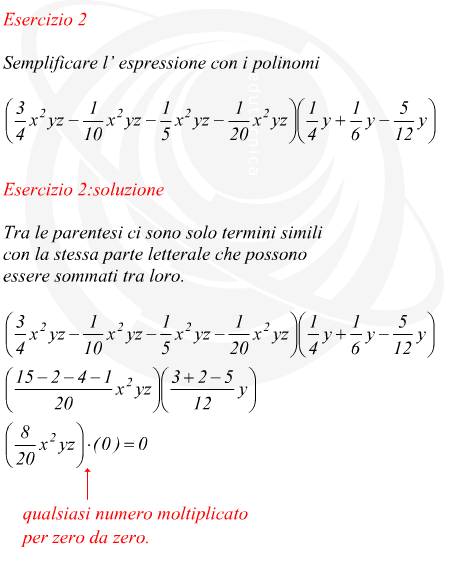 somma di monomi e semplificazione