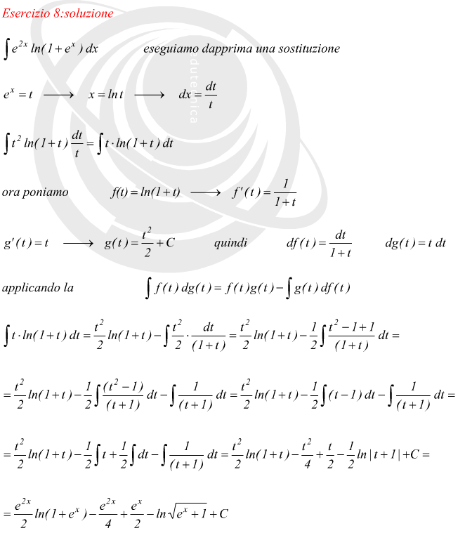 integrazione per parti ed integrazione per sostituzione