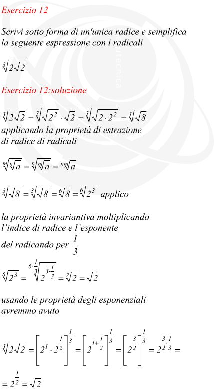 Scrivere sotto forma di un'unica radice una espressione con i radicali