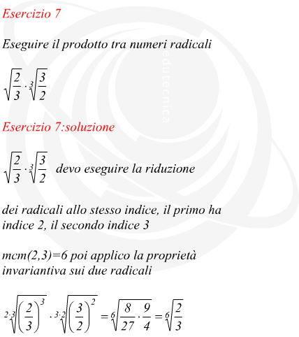 Eseguire il prodotto tra numeri radicali