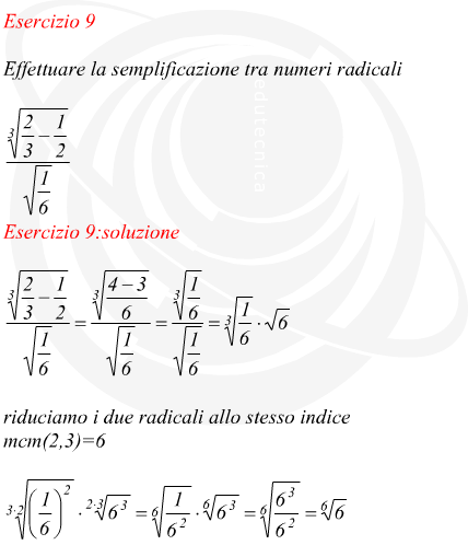 Effettuare la semplificazione tra numeri radicali