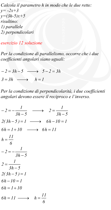 parallelismo e perpendicolarit di due rette parametriche