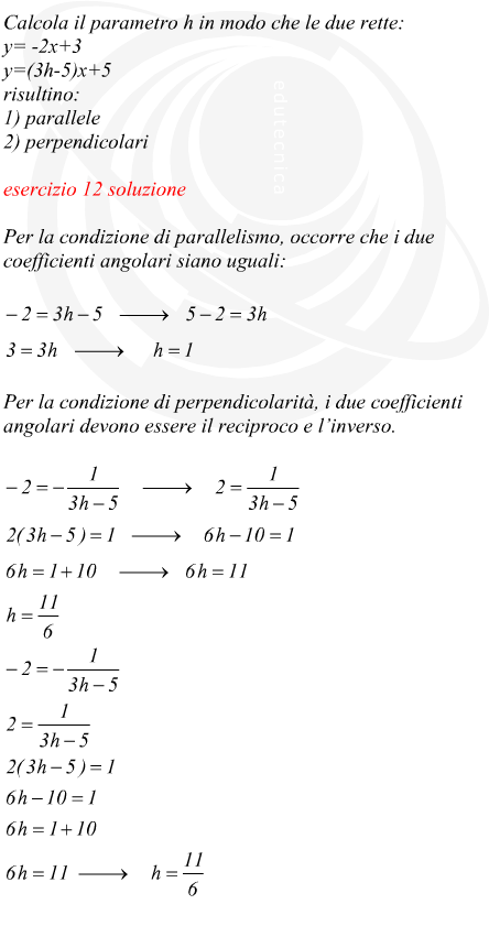 parallelismo e perpendicolarità di due rette parametriche