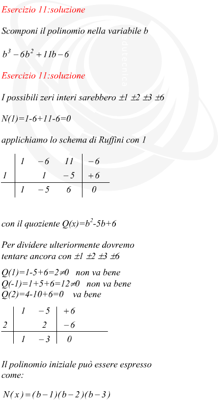 Scomponi il polinomio nella variabile b