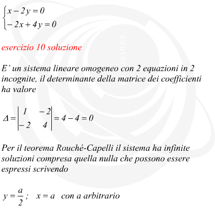 calcolo sistema omogeneo 3 equazioni 2 incognite infinite soluzioni