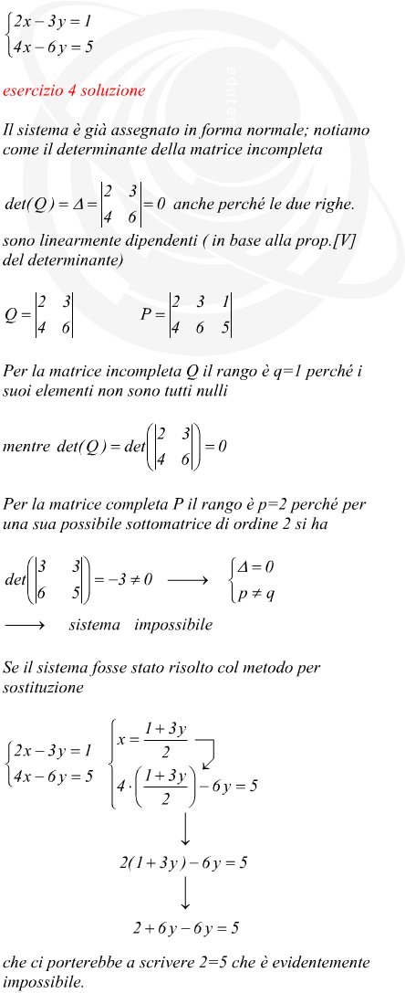 esempio sistema impossibile interpretazione geometrica