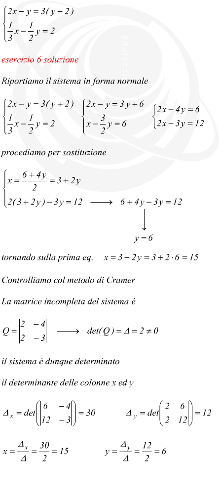 esercizio sistema non omogeneo determinato svolto