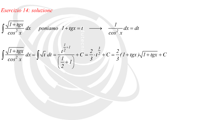 integrali per sostituzione con funzioni tangente e coseno