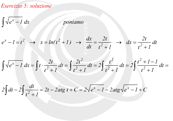 esercizi svolti su integrazione per sostituzione