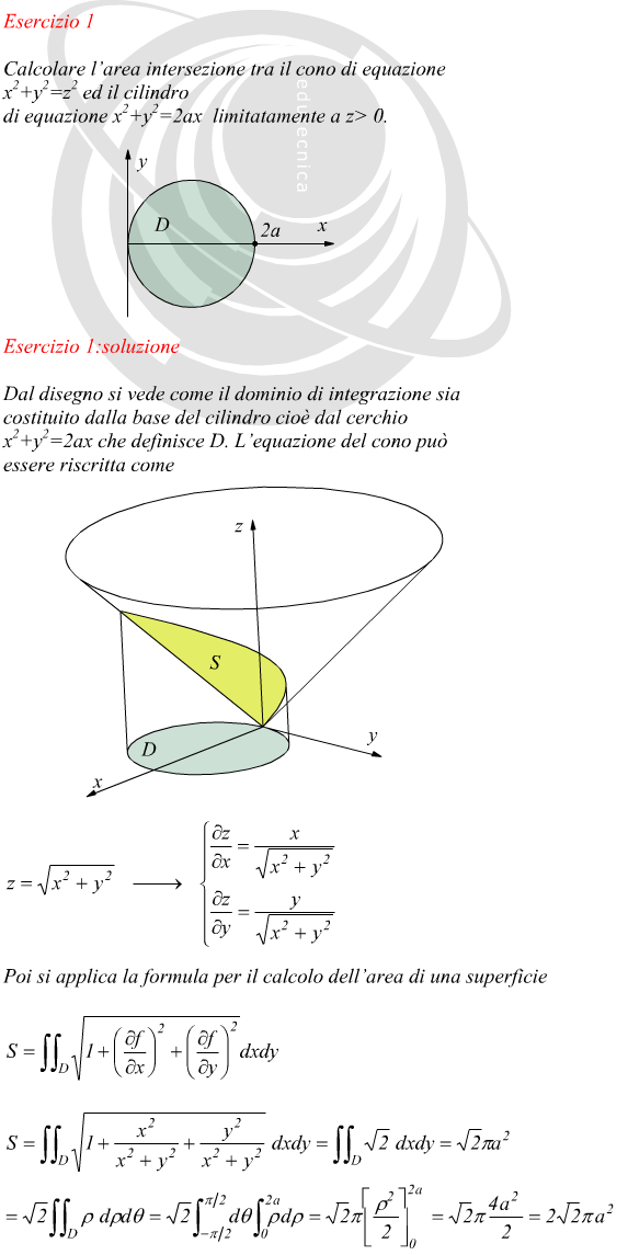 Integrale di superficie tra un cono ed un cilindro