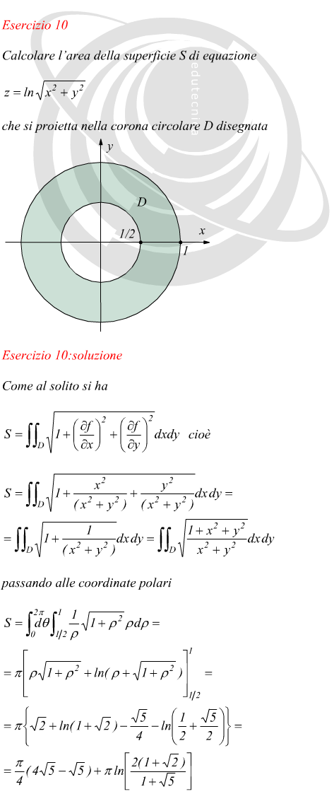 Calcolo dell'area di una superficie che si proietta su una corona circolare