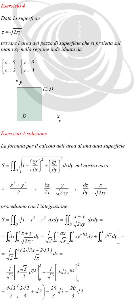 Calcolare una superficie che si proietta su un rettangolo