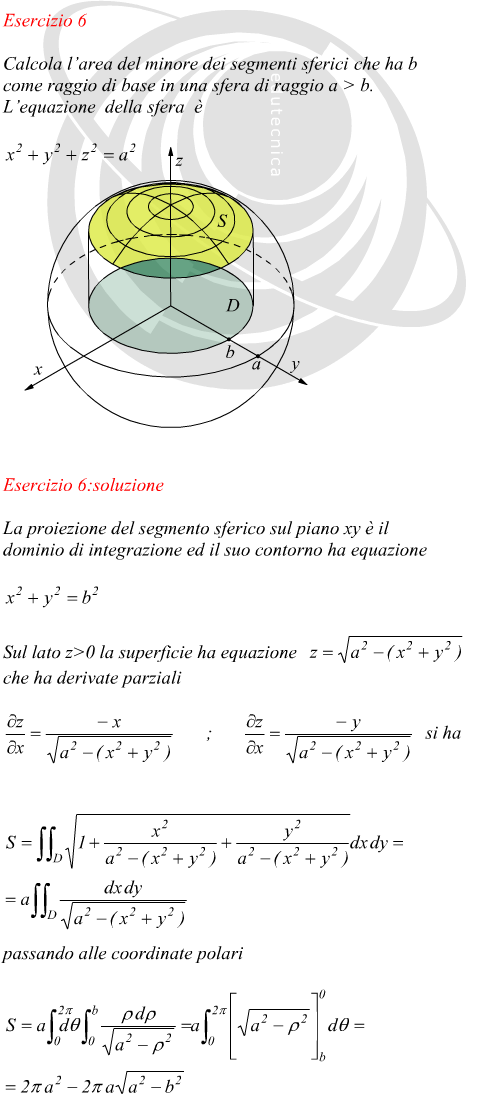 Integrale di superficie tra una sfera ed un cilindro