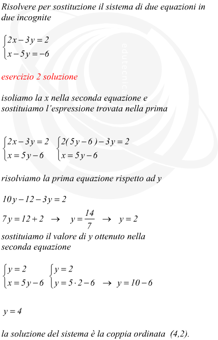 Sistema in due incognite metodo di sostituzione