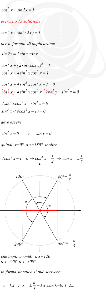 equazione goniometrica con soluzione