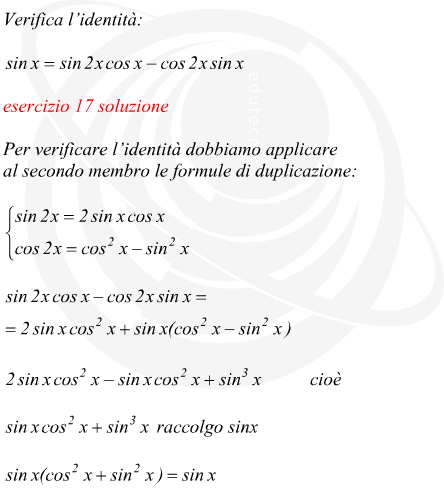 identità con funzioni trigonometriche