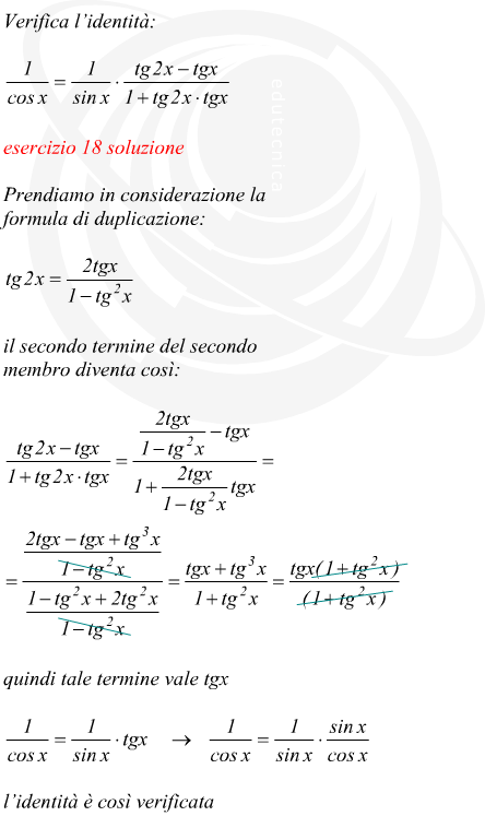verifica di una identità con funzioni goniometriche