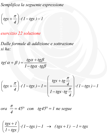 semplifica la seguente espressione goniometrica