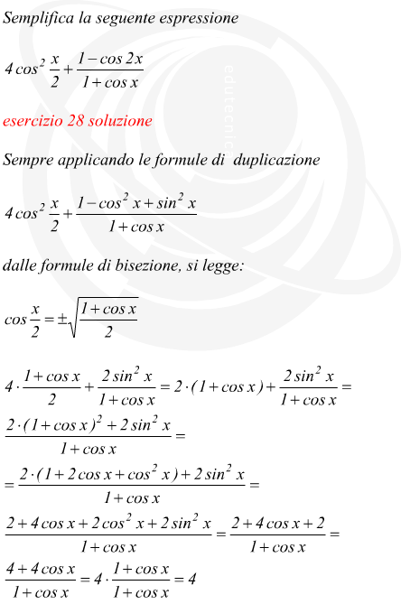 espressione goniometrica svolta